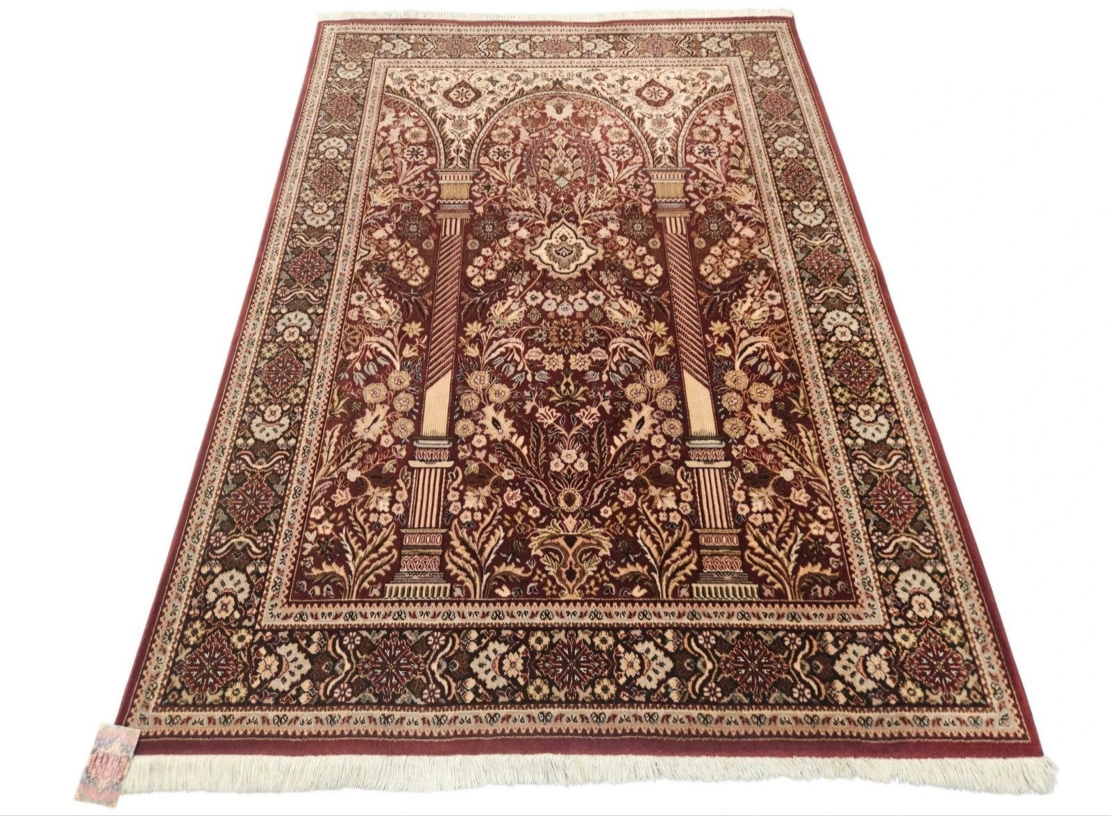 Vintage Perzisch wol Isfahan tapijt Mirab rood 113x161cm, 100 tot 150 cm, Www.hypepopup.nl, Ophalen of Verzenden, Zo goed als nieuw