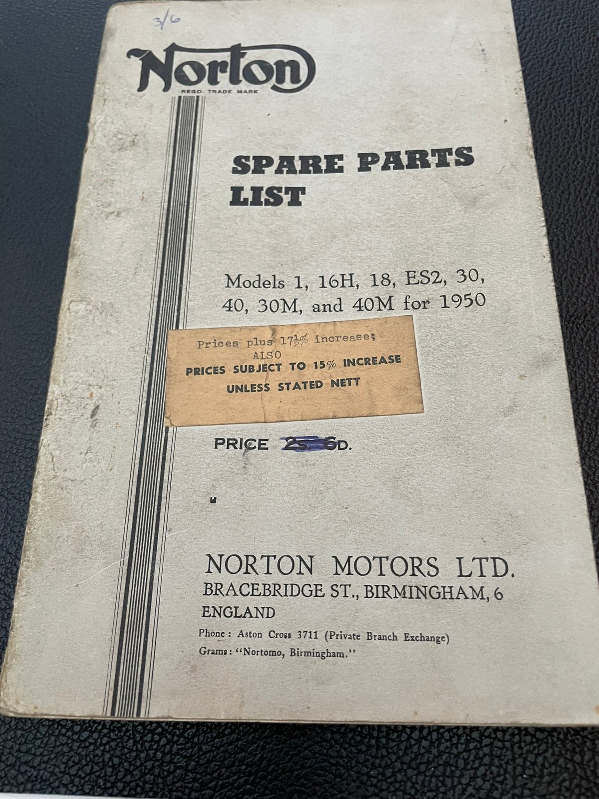 Norton spare parts models 1 16H 18 ES2 Manx 30M and 40M 1950, Motoren, Ophalen of Verzenden, Overige merken