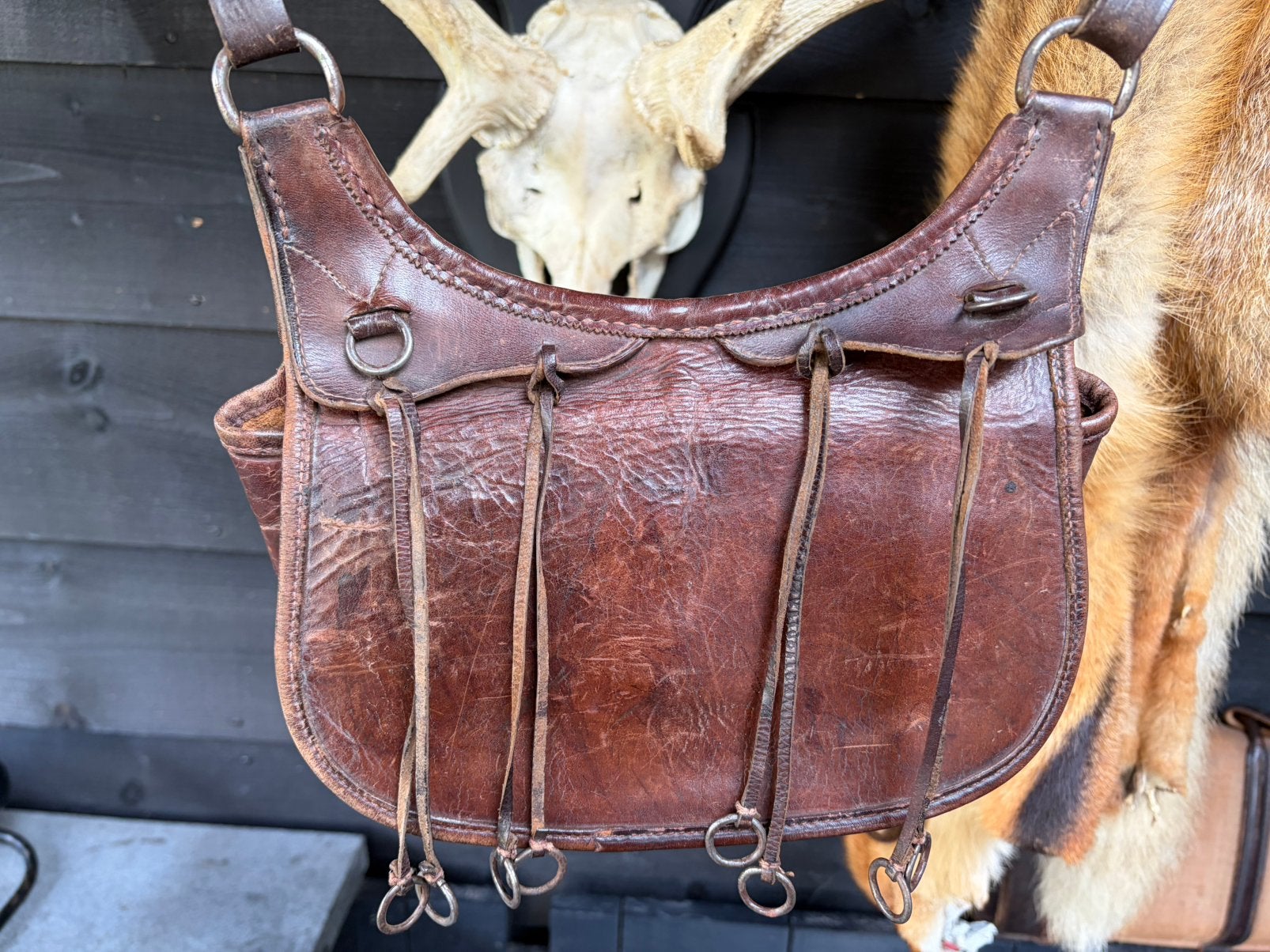 Antiek lederen jachttas (wildtas), Ophalen of Verzenden