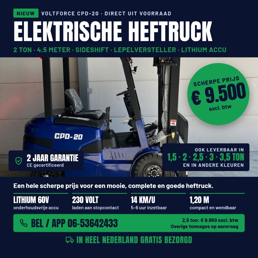 Nieuw Elektrische heftruck Voltforce 2 ton +lepelsversteller, Ophalen, Heftruck, Volt Force, Pronk EQ B.V. , Volt Force