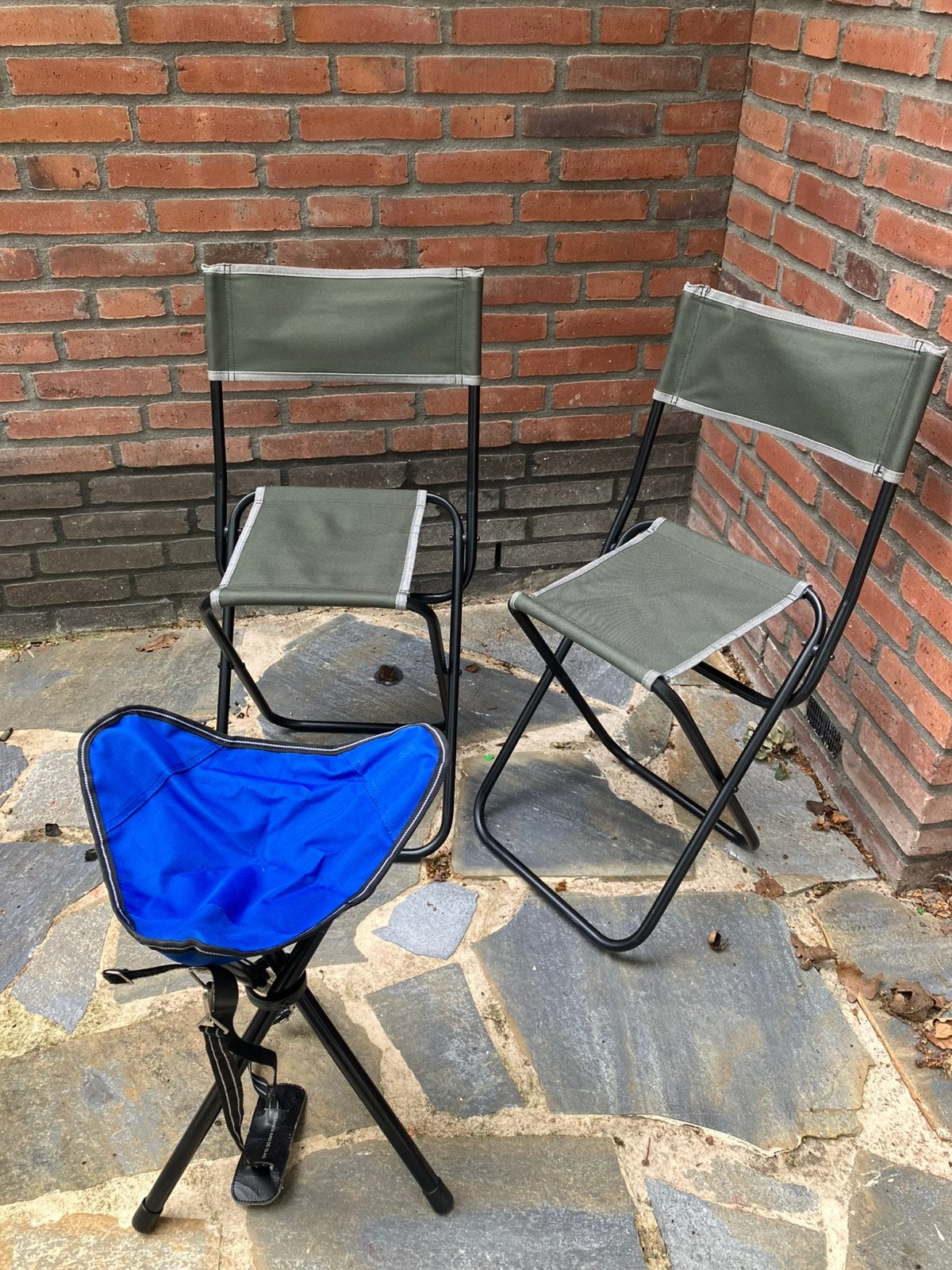 3 klapstoeltjes voor op de camping of voor bij het vissen, Caravans en Kamperen, Kampeermeubelen, Ophalen, Gebruikt, Campingstoel