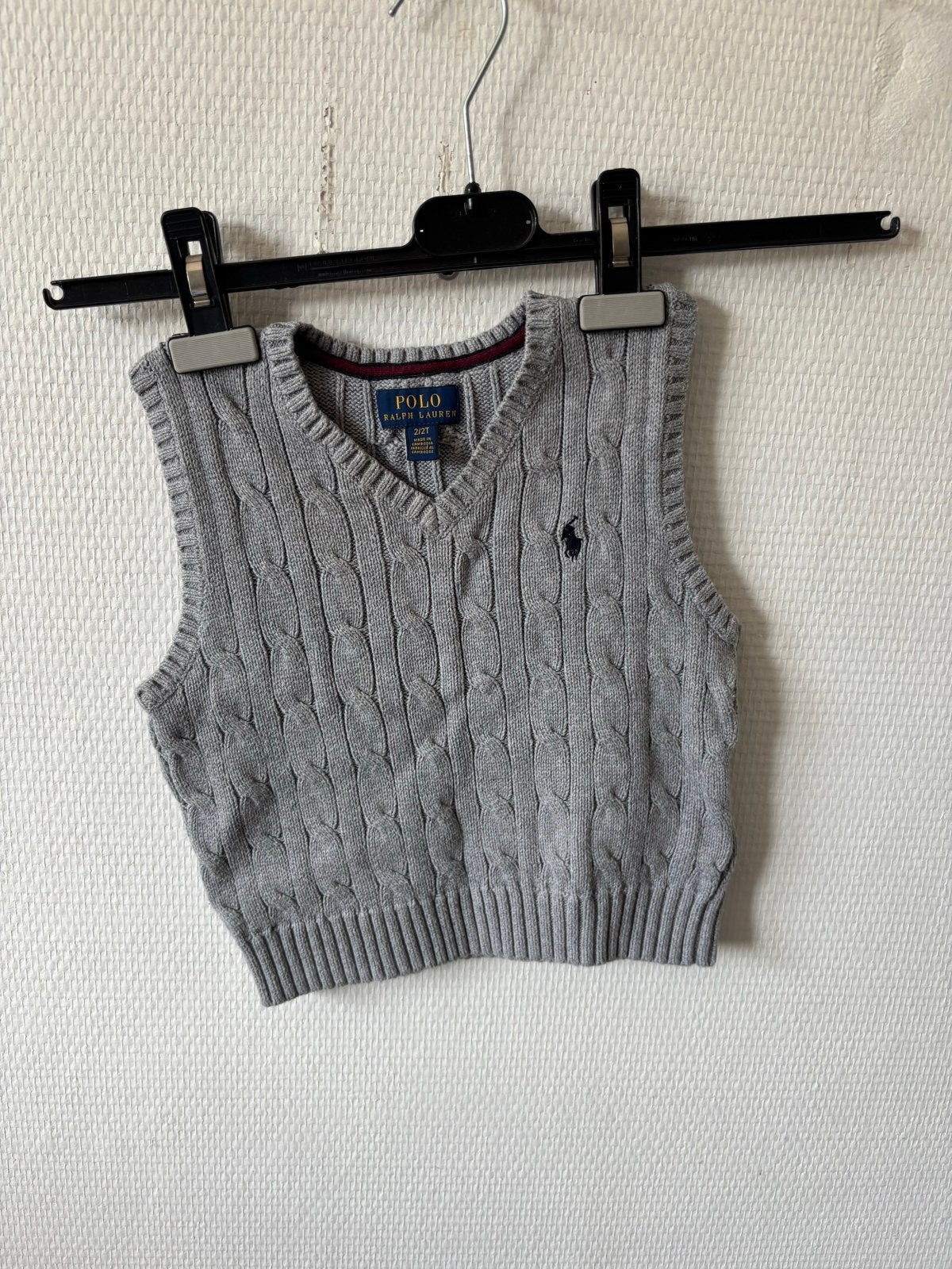 Polo Ralph Lauren Gebreid Vestje Grijs Maat 2T (2 jaar), Ophalen of Verzenden, Zo goed als nieuw, Jongen of Meisje