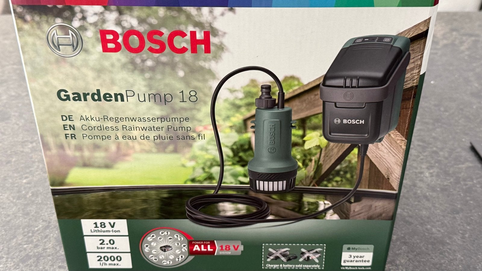 Bosch Home and Garden GardenPump tuinpomp zonder de 18v accu, Tuin en Terras, Waterpompen, Ophalen, Nieuw, Accu, Regentonpomp