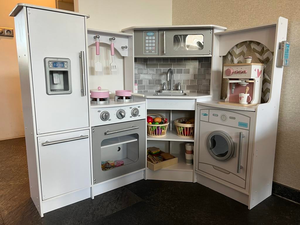 Witte Kidkraft houten speelkeuken met accessoires, Ophalen, Zo goed als nieuw, Hout, Speelkeuken