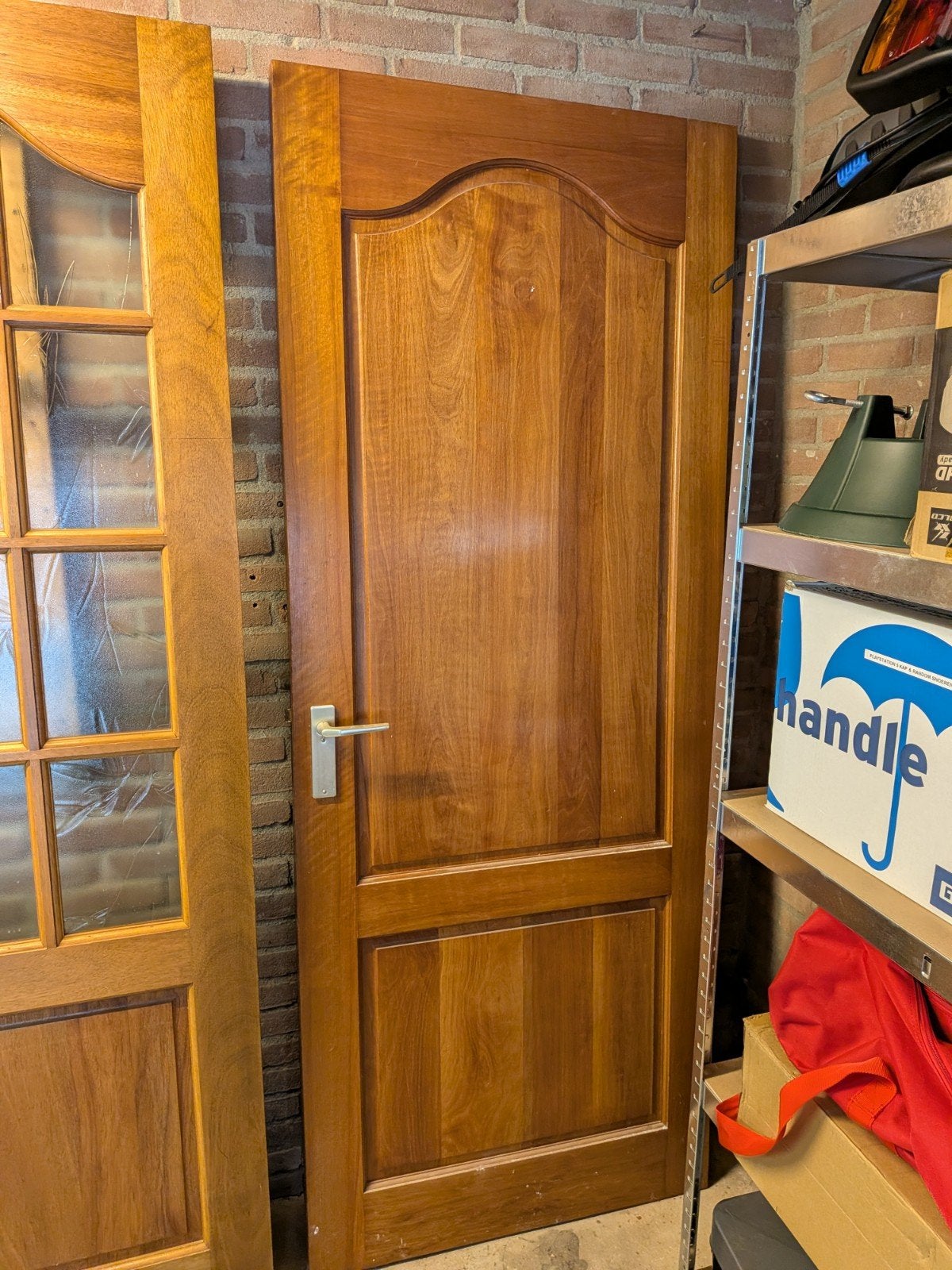 Houten en glas-in-hout deur, Doe-het-zelf en Verbouw, Deuren en Horren, Ophalen, Gebruikt, Binnendeur, 200 tot 215 cm
