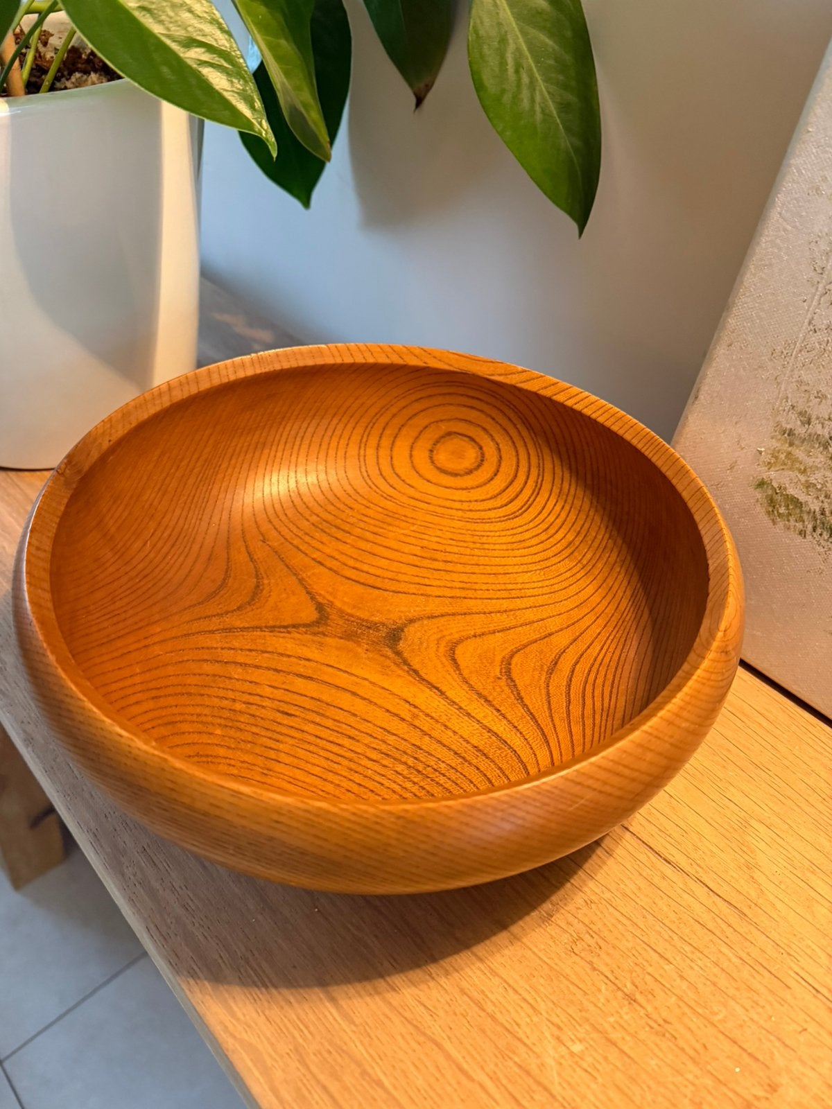 massief houten schaal design grenen 25cm mid century vintage, Antiek en Kunst, Ophalen of Verzenden