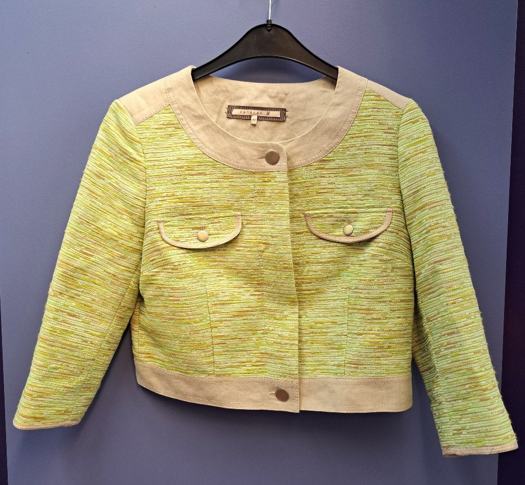 Xandres jasje blazer mt 40 groen beige voorjaar zgan! 50776, Kleding | Dames, Maat 38/40 (M), ., Nieuw, Ophalen of Verzenden