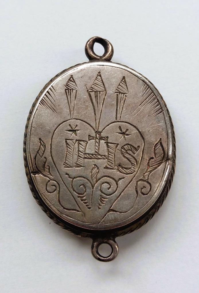 Om1650-1750 Grote Zilveren Heilige Hanger voor een Relikwie, Ophalen of Verzenden, Zilver