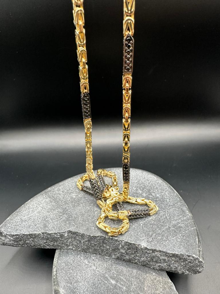 14k Gouden Koningsketting met Onyx Stenen, Ophalen of Verzenden, Nieuw, Goud, Met edelsteen