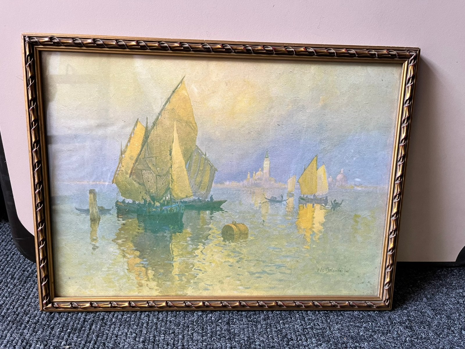Schilderij zeilboten, Ophalen