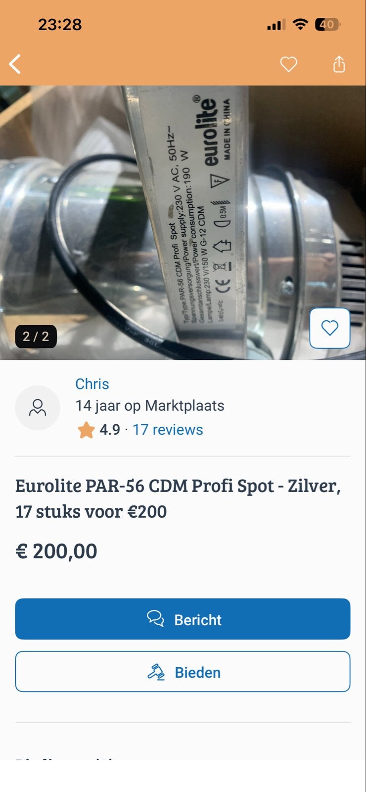 6x Eurolite PAR-56 CDM Profi Spots - Zilver, Ophalen, Gebruikt, Licht