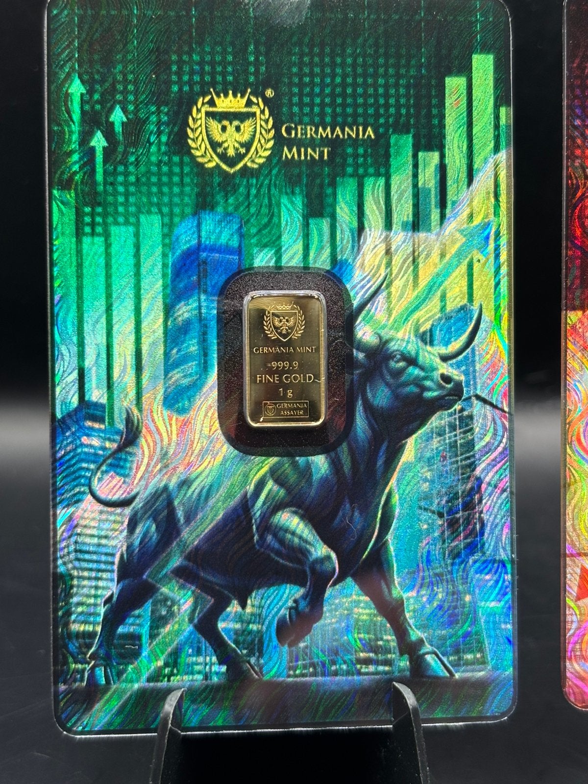 Germania Mint Bull and Bear 1 gram goud - lage oplage, Ophalen of Verzenden, Goud