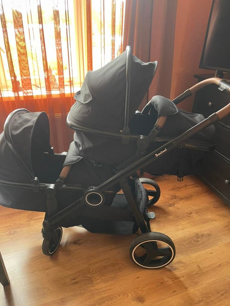 Bannini duowagen / tweeling kinderwagen model Luiz, Kinderen en Baby's, Tweelingen en Meerlingen, Ophalen, Zo goed als nieuw, Kinderwagen of Buggy