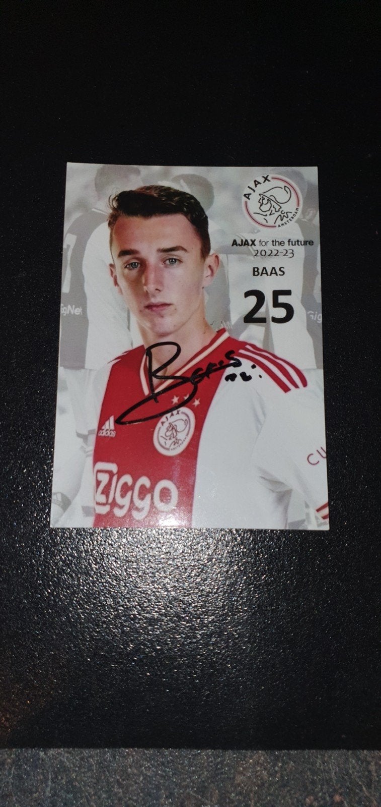 spelerskaart Youri Baas Ajax met originele handtekening., Verzenden, Nieuw, Ajax, Spelerskaart
