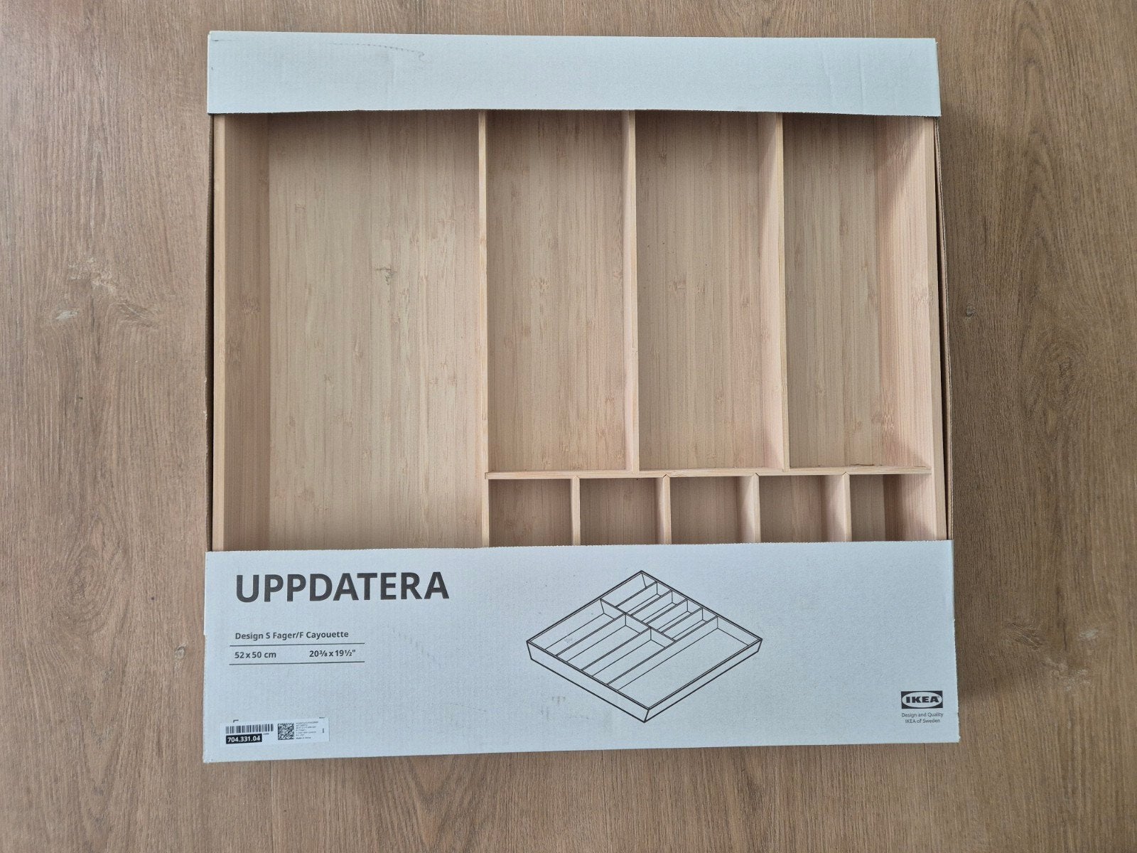 IKEA UPPDATERA bestekbak/lade-indeling bamboe 52x50 cm, Ophalen, Overige typen, Hout, IKEA