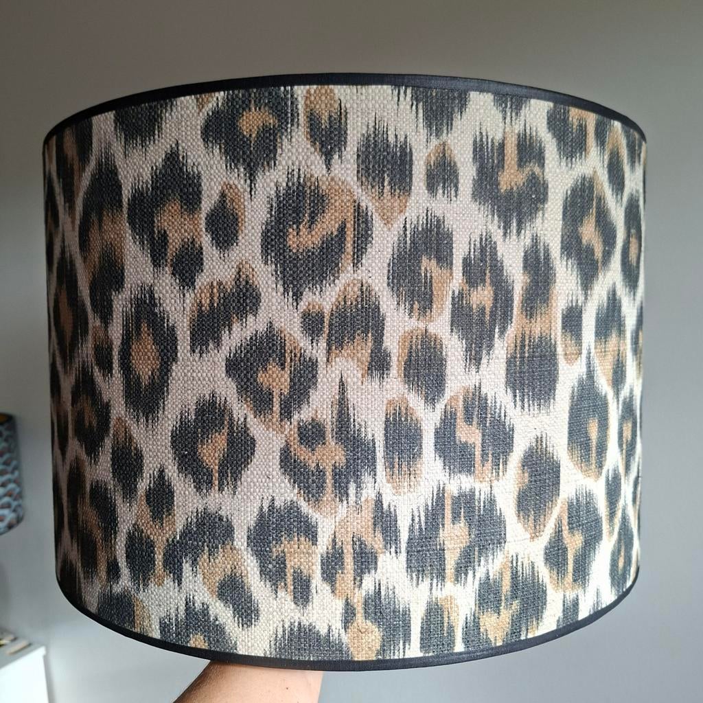 Handgemaakte lampenkap grof geweven luipaard 30 cm, Ophalen of Verzenden