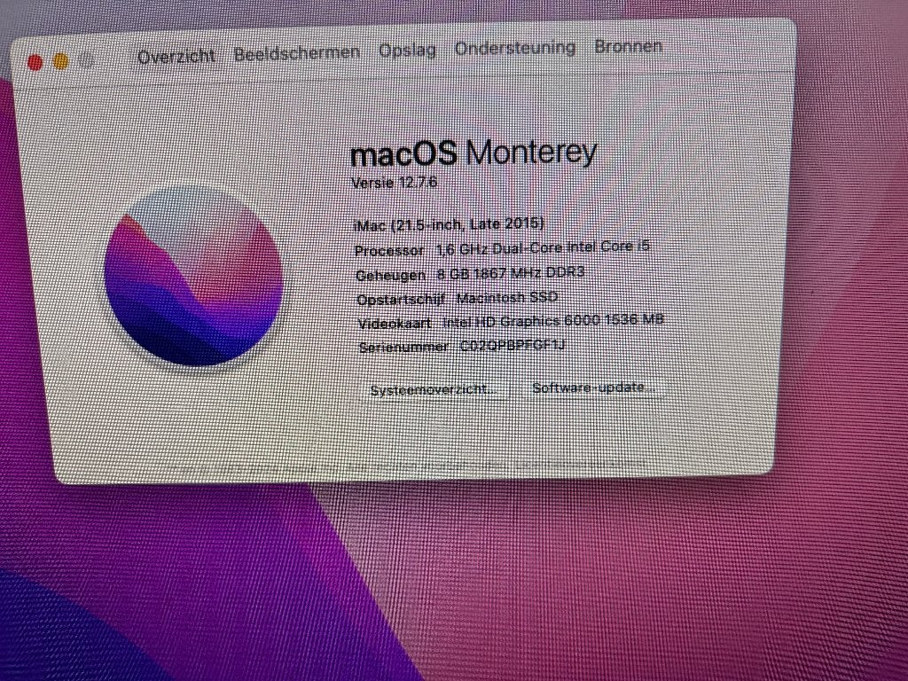 Imac 21,5 inch uit 2015, Computers en Software, Apple Desktops, Ophalen, Gebruikt, 2 tot 3 Ghz, SSD