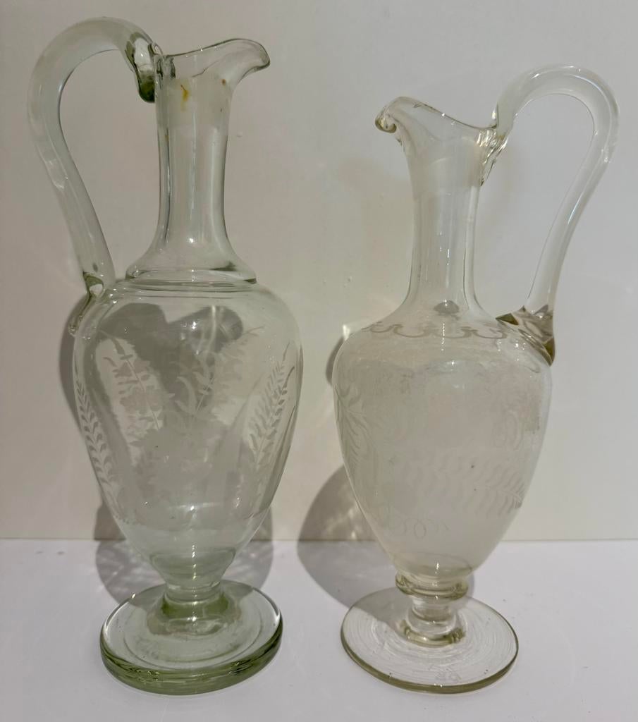 2x Antieke schenkkan 18e & 19e eeuw, Antiek en Kunst, Antiek | Glas en Kristal, Ophalen of Verzenden