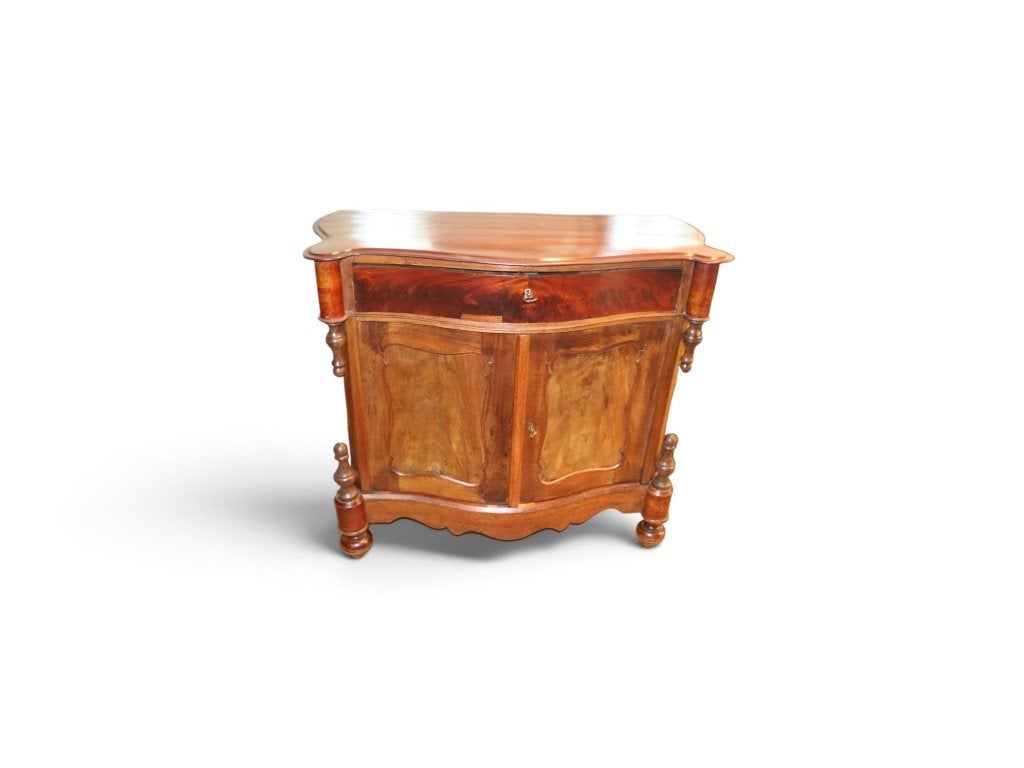 Biedermeier-stijl mahoniehouten commode – gebogen front, Huis en Inrichting, Kasten | Kledingkasten, Ophalen, Gebruikt, Arkelse Onderweg 4 4206 AH Gorinchem