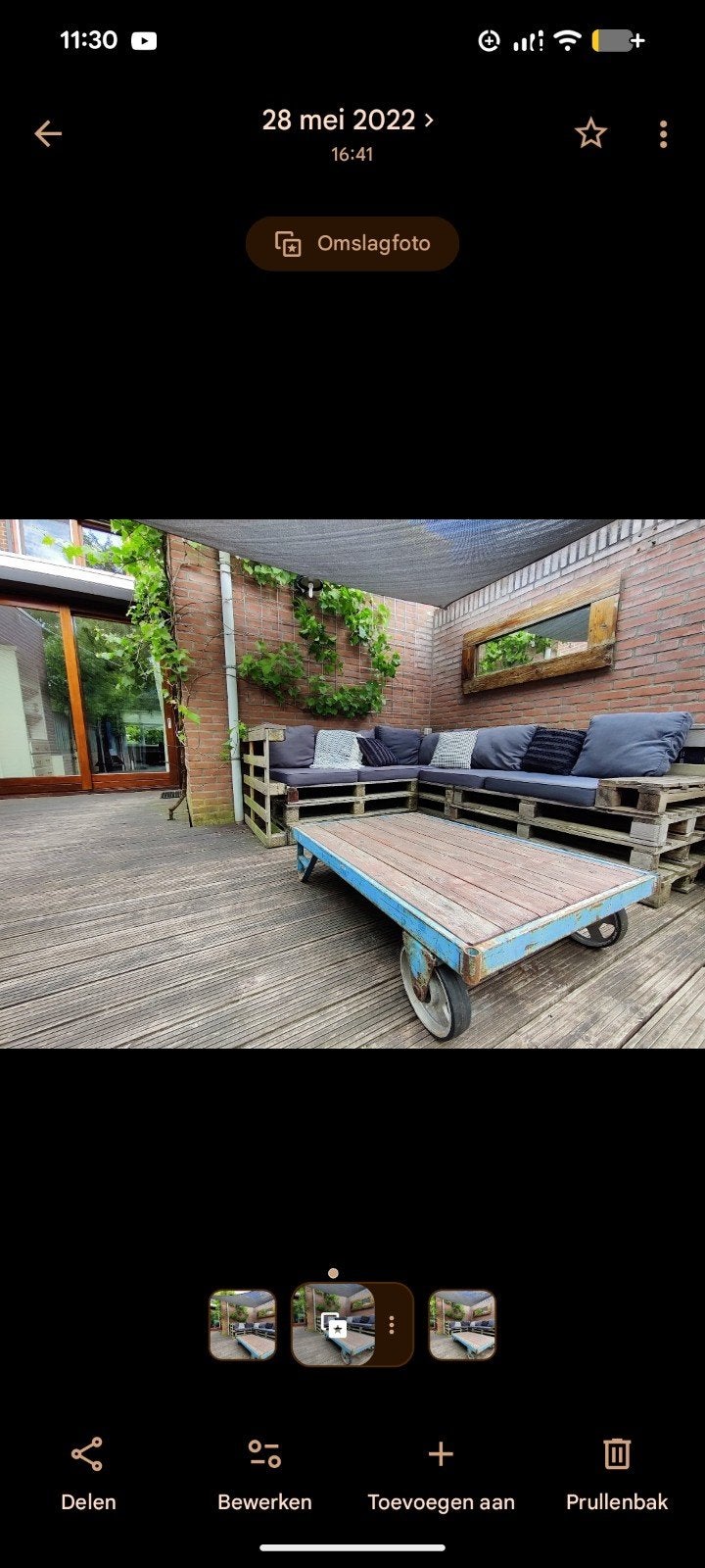 Industriële tafel op 2 wielen., Ophalen of Verzenden, Overige typen, Minder dan 2 meter