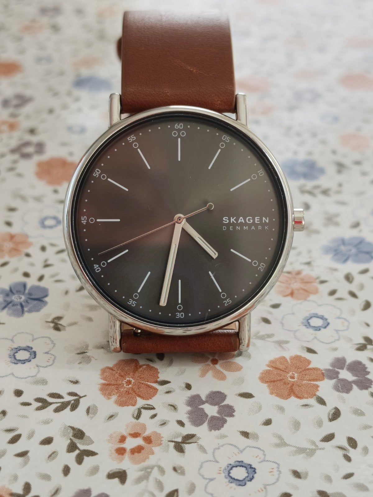 Skagen Signatur horloge - Zo goed als nieuw, Overige merken, Leer, Staal, Polshorloge