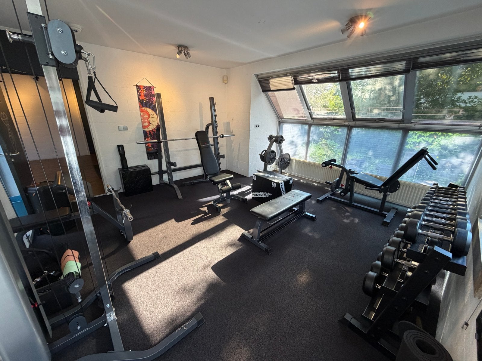 Comple inboedel fitness powermark te koop + airbike & ski, Ophalen, Zo goed als nieuw, Benen, Fitnessbank