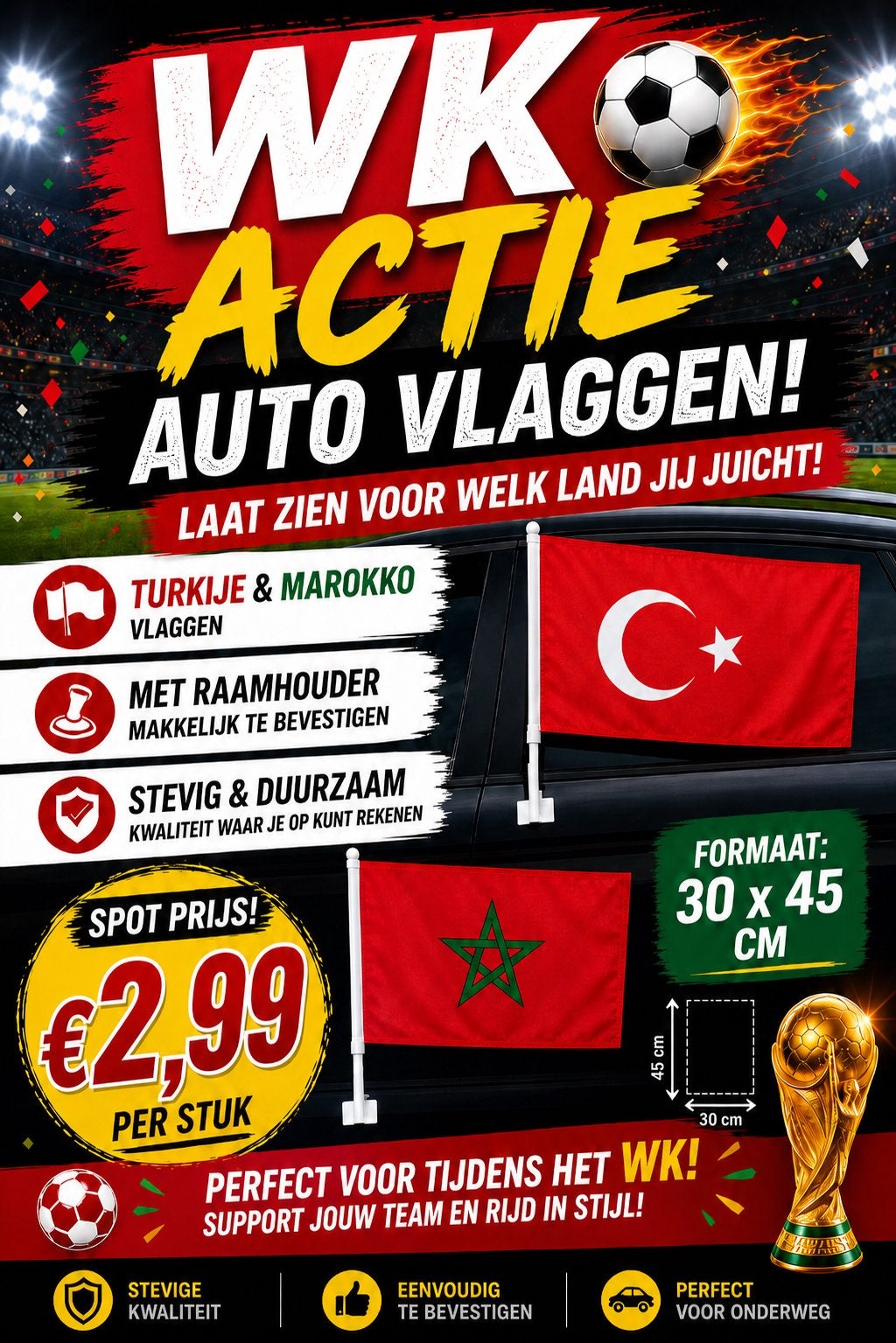 Vlaggen van Turkije & Marokko, Ophalen of Verzenden, Nieuw
