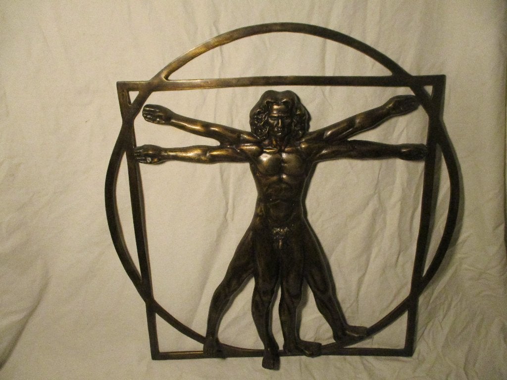 Vitruviusman Leonard da Vinci koper wand ornament, Ophalen of Verzenden