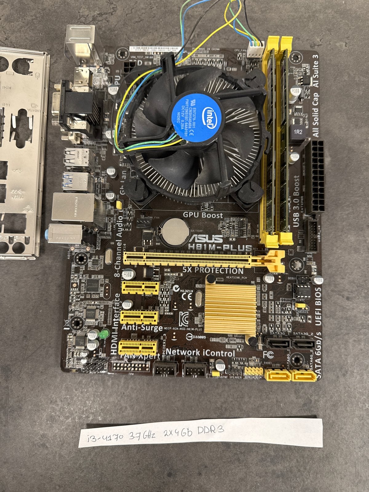 Asus H81M-PLUS Moederbord met Intel i3-4170 en 8GB DDR3 RAM, Computers en Software, Moederborden, Ophalen of Verzenden, Gebruikt