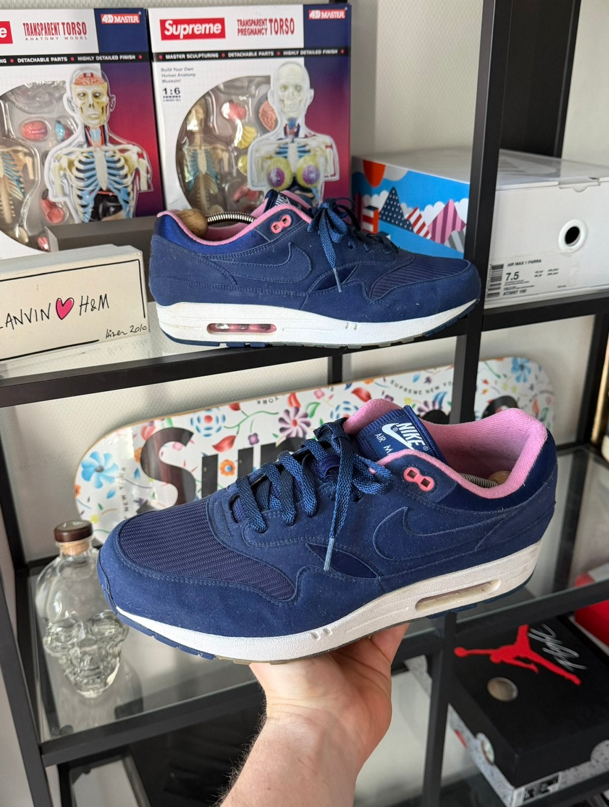 Nike Air Max 1 By You Midnight Blue Pink, Overige kleuren, Ophalen of Verzenden, Sneakers of Gympen, Zo goed als nieuw