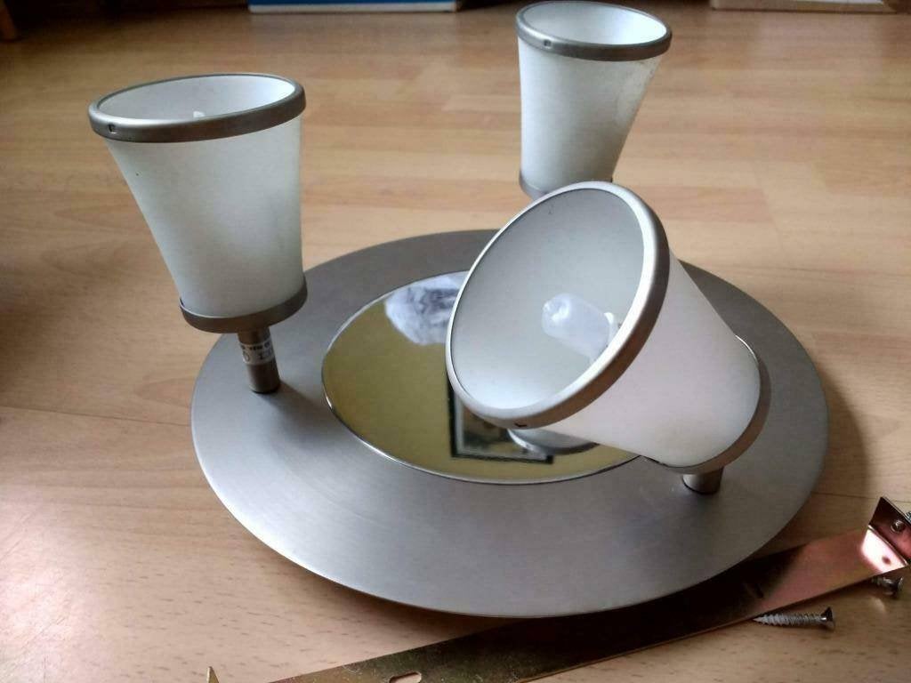 Chique plafondlamp, plafonnier met 3 ledlampen er al in, Ophalen of Verzenden, Zo goed als nieuw, Glas