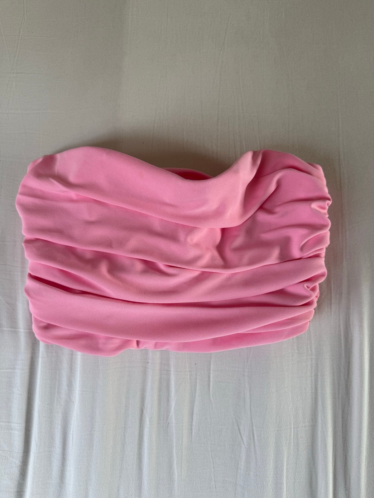 Roze gerimpelde bandeau top van Zara, maat S, Nieuw, Ophalen of Verzenden, Roze, Maat 36 (S)