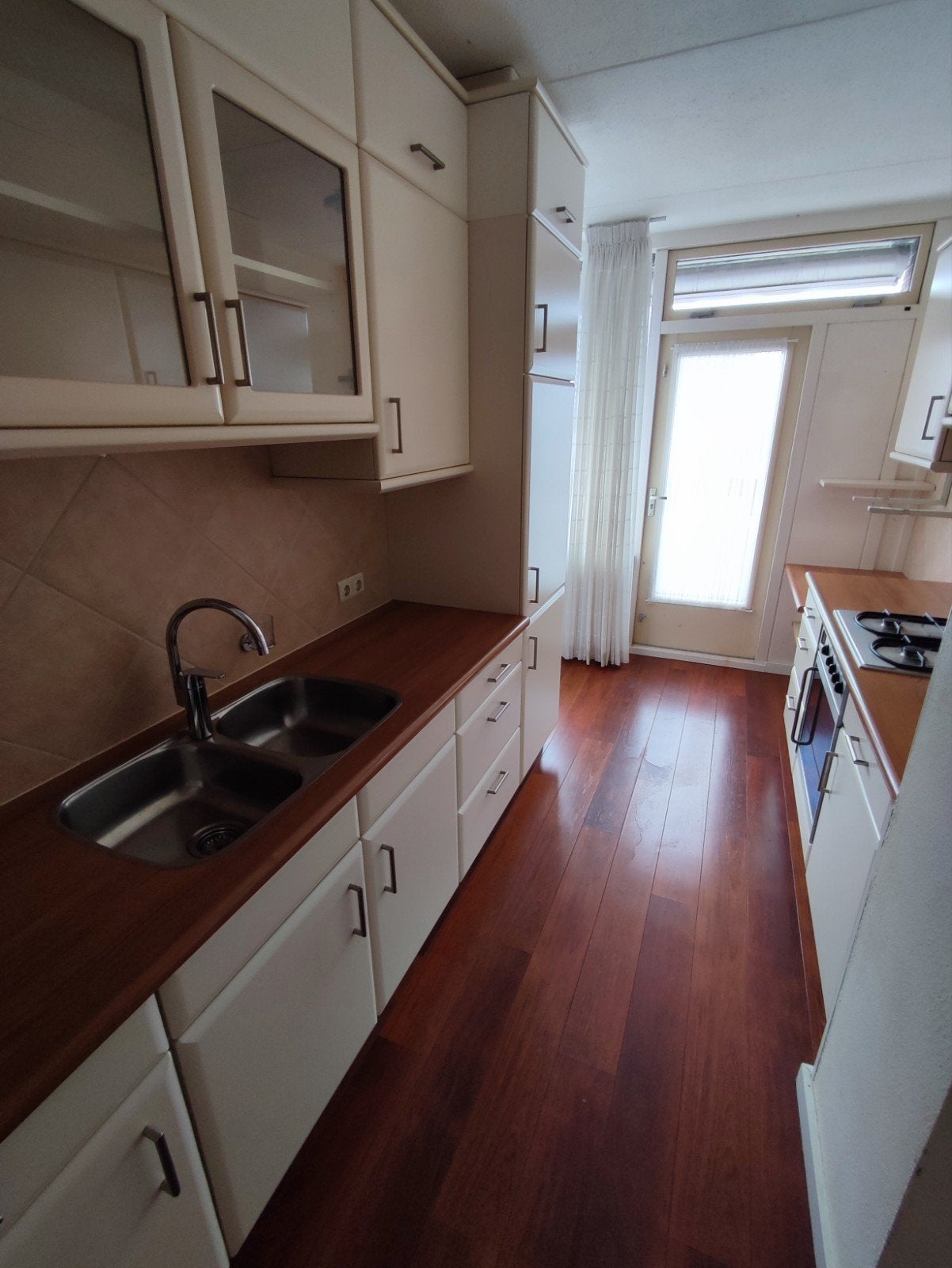 Keuken crèmekleurig, hoek opstelling., Huis en Inrichting, Ophalen, Gebruikt, Kunststof, Hoekkeuken