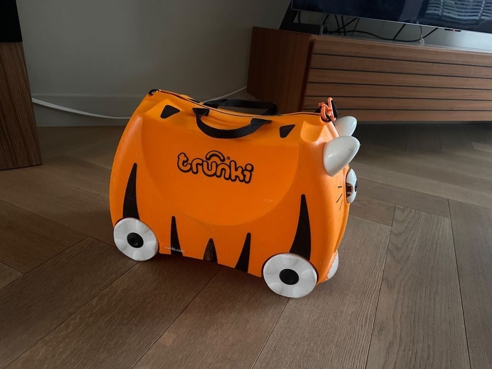 Trunki kinderkoffer tijger oranje (Tipu) met draagriem, Sieraden, Tassen en Uiterlijk, Ophalen, Gebruikt, Hard kunststof, Minder dan 50 cm