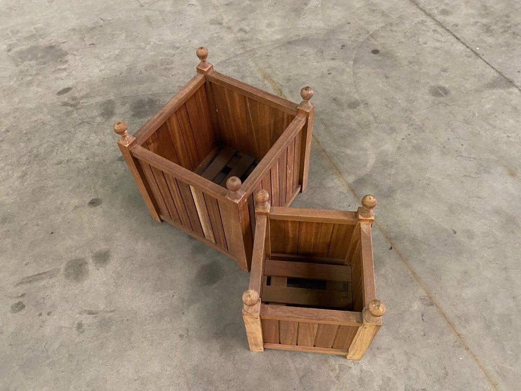 002. Hardhouten bloembak 45/35 cm set á 2 stuks €90,00!, Tuin en Terras, Minder dan 60 cm, Vierkant, Nieuw, Ophalen of Verzenden