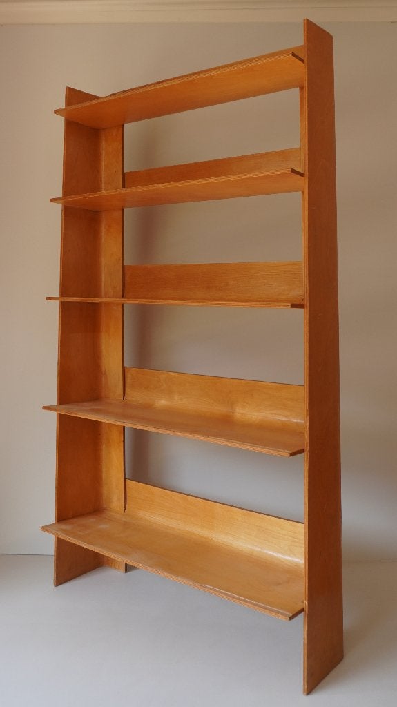 Beuken plywood boekenkast retro Braakman design taps, Ophalen