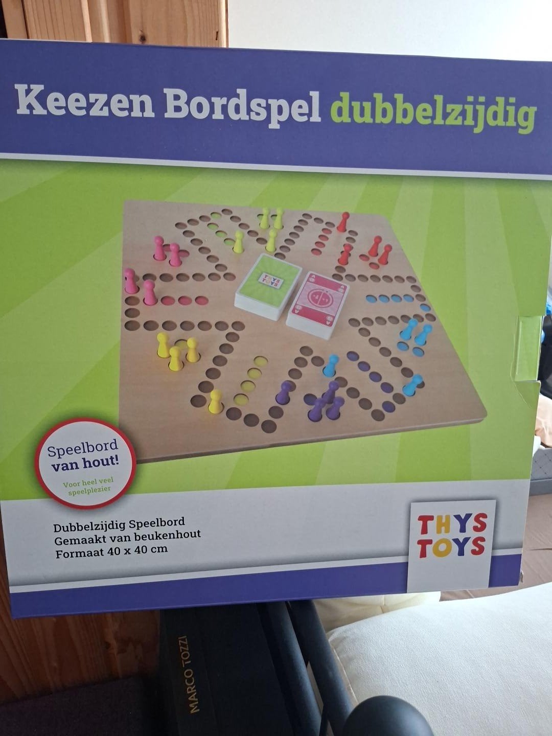 beuken houten keezen speelbord dubbelzijdig, Vijf spelers of meer, Ophalen, Nieuw, Thys toys