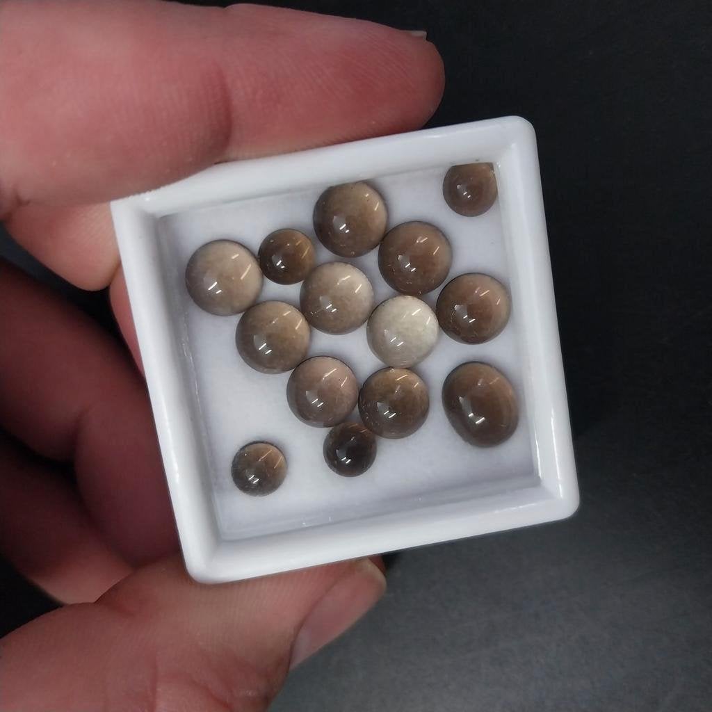 Mix van rookkwarts cabochons, Ophalen of Verzenden