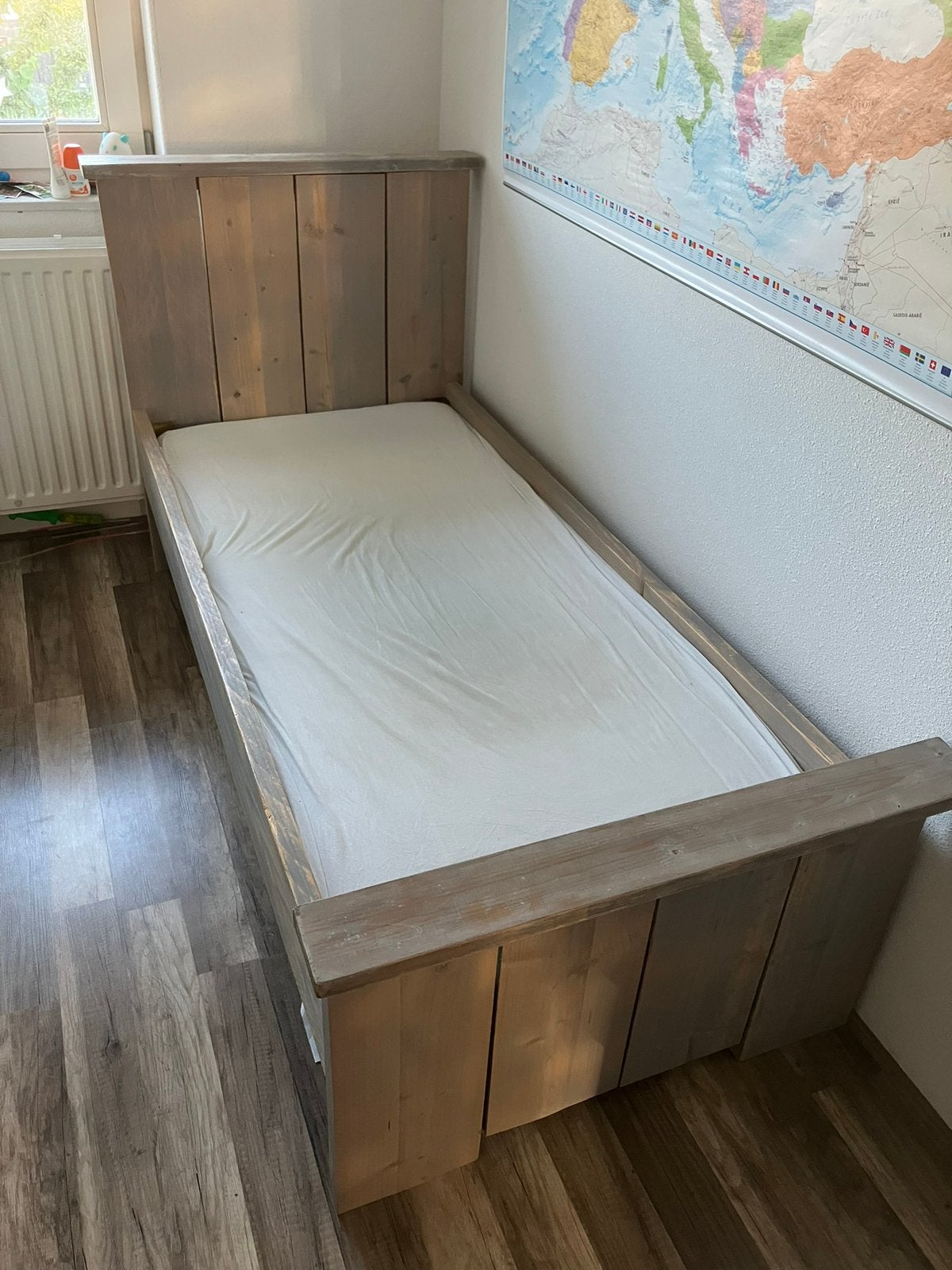 Steigerhouten bed, Ophalen, Gebruikt, Eenpersoons, Steigerhout