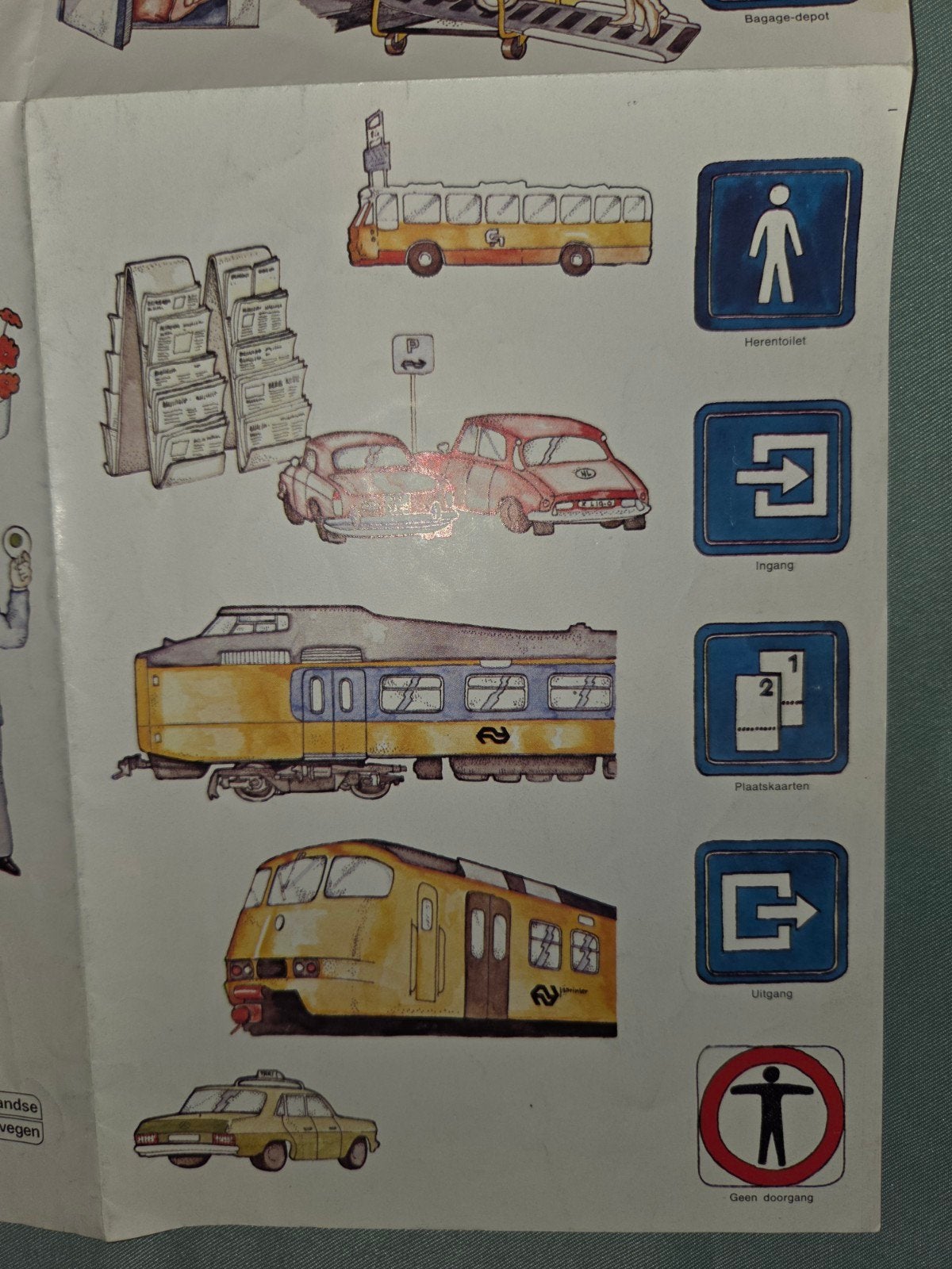 NS Flyer met historische afbeeldingen en symbolen, Ophalen of Verzenden, Zo goed als nieuw, Trein, Kaart of Prent