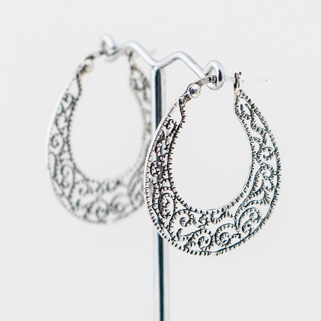 Sterling zilveren oorbellen filigrain, Hangers, Verzenden, Zo goed als nieuw, Zilver
