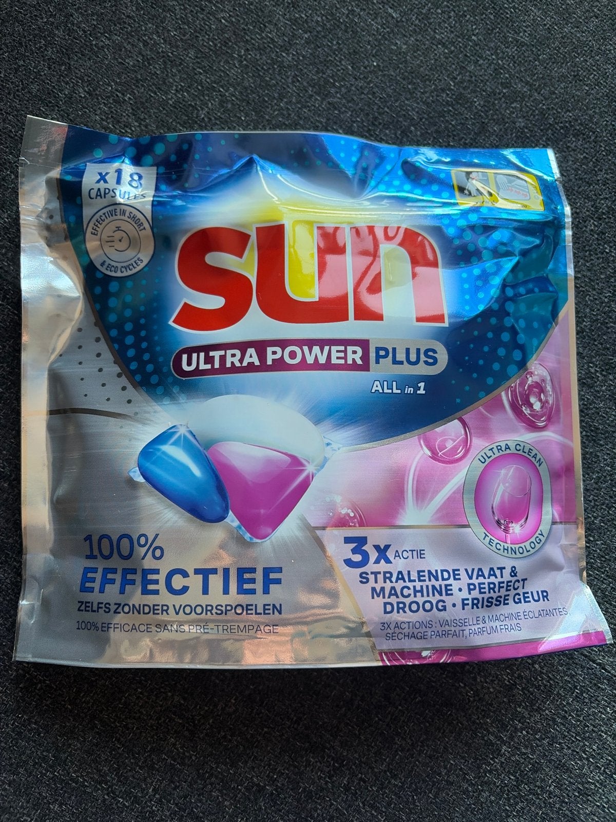 Sun Ultra Power Plus All in 1 Vaatwastabletten - 18 capsules, Ophalen of Verzenden