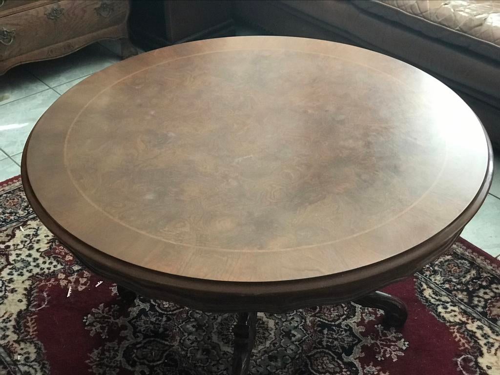 Ronde oude tafel, Huis en Inrichting, Tafels | Salontafels, Gebruikt, 50 tot 75 cm, Rond, Overige houtsoorten