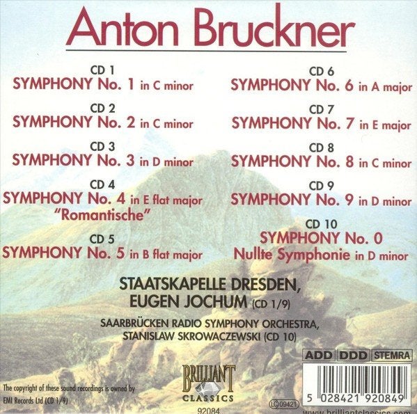 Anton Bruckner - Symphonies 1-10 complete = 7,99, Cd's en Dvd's, Cd's | Klassiek, Ophalen of Verzenden, Classicisme, Zo goed als nieuw