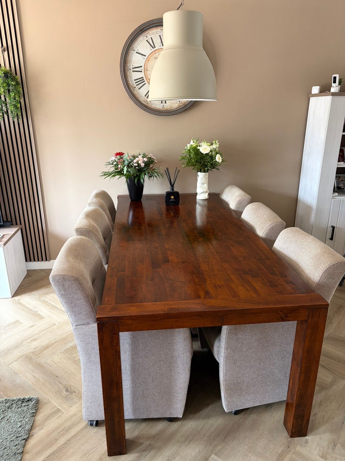 Teakhouten eethoek en salontafel moet weg, Ophalen, Gebruikt, Teakhout, 4 tot 6 stoelen