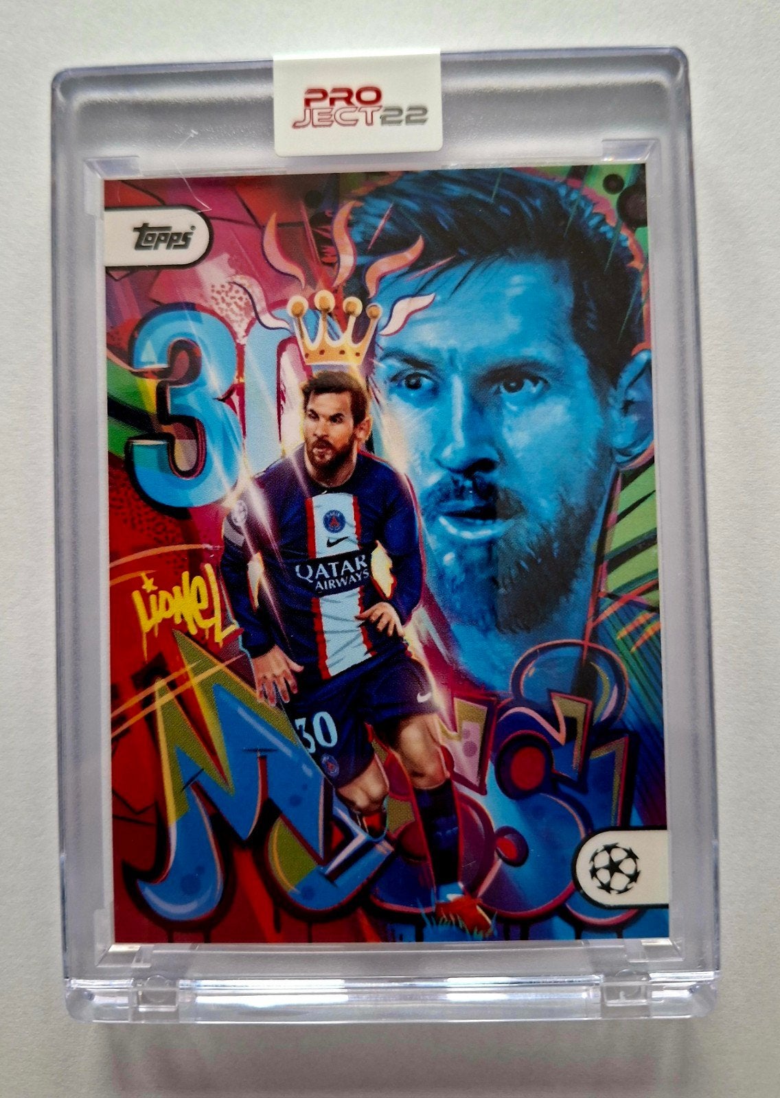 Topps Project22 Lionel Messi PSG by Orlando Arocena SEALED, Ophalen of Verzenden, Zo goed als nieuw, Buitenlandse clubs, Spelerskaart
