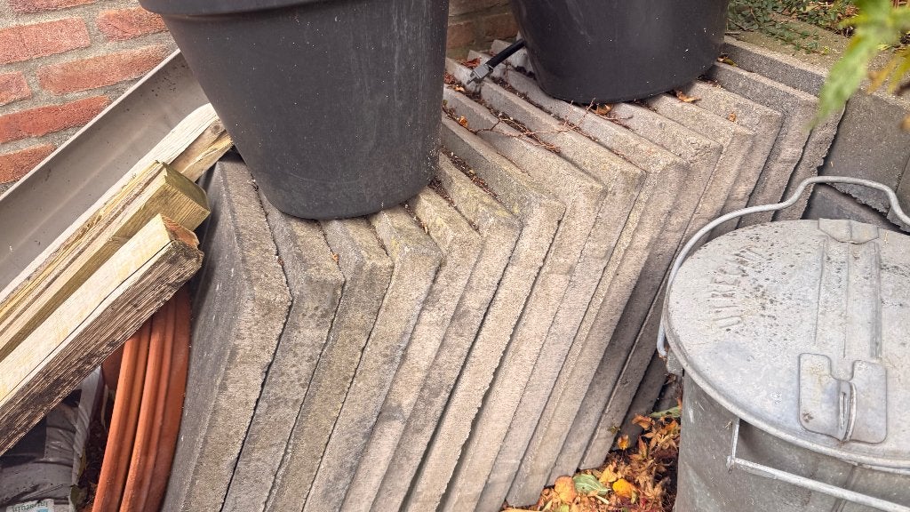 15 tegels 60x60x5 gratis af te halen, Ophalen, Zo goed als nieuw, Beton, Terrastegels