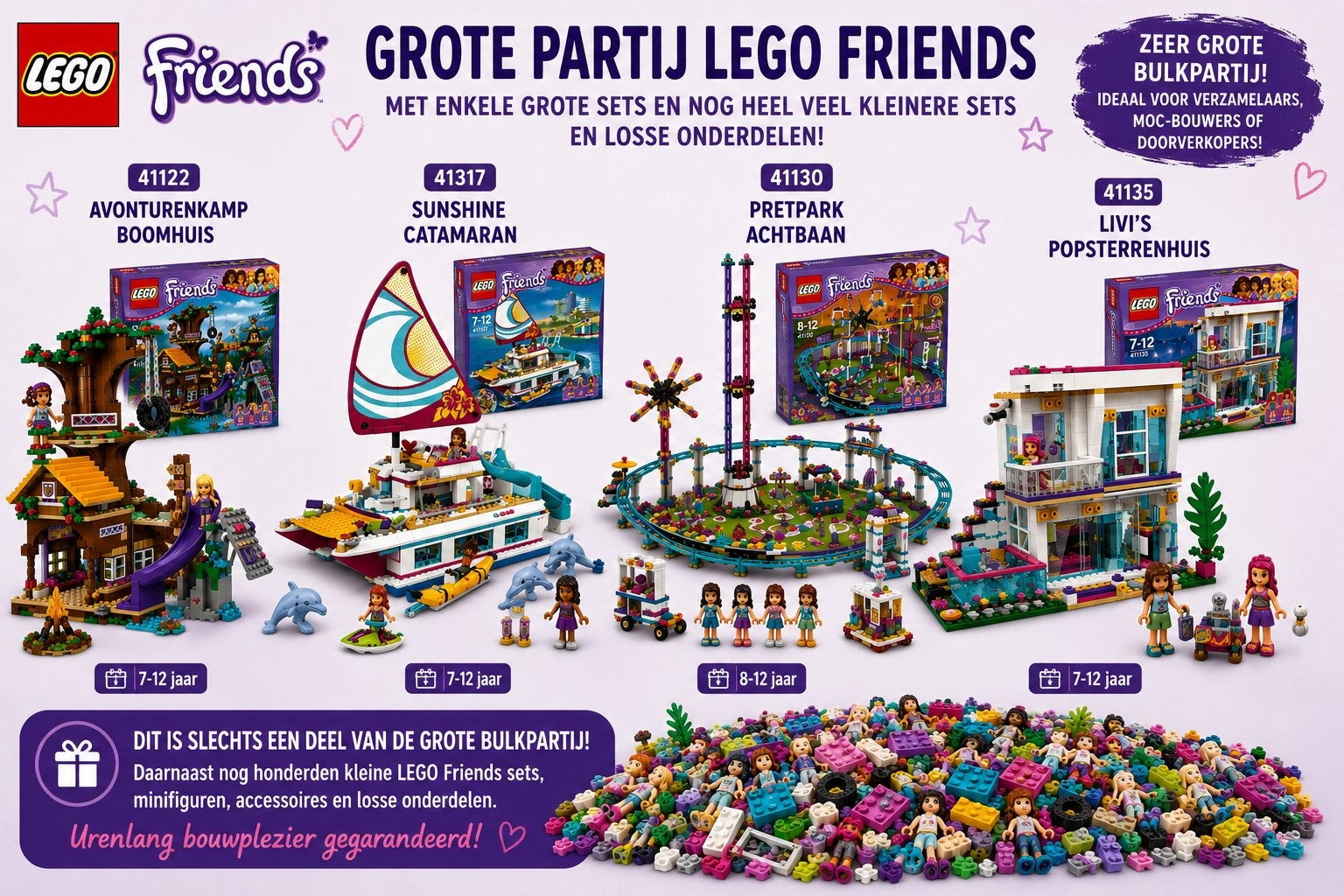 Grote partij LEGO Friends, veel sets, o.a. grote sets, Gebruikt, Inclusief extra onderdelen, Lego, Friends