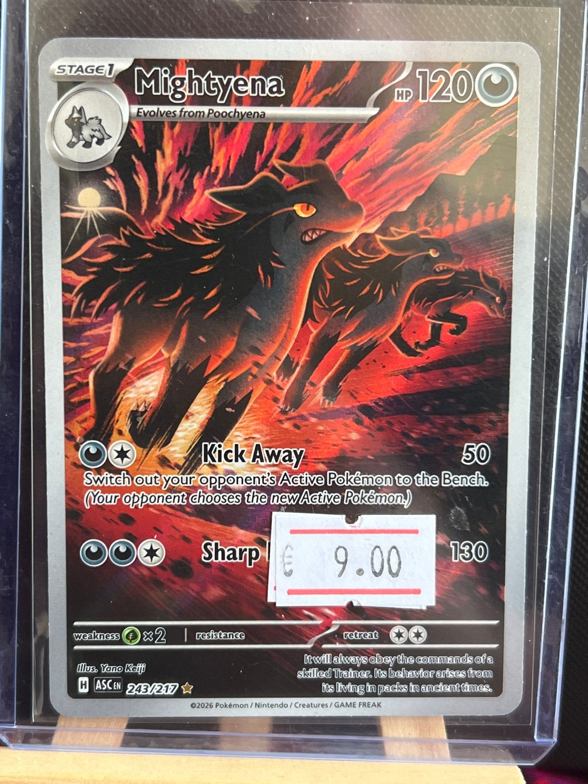 Pokémon Kaart Mightyena 243/217 ASCEN, Ophalen of Verzenden, Zo goed als nieuw, Losse kaart
