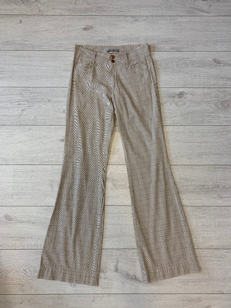 Drykorn flared broek met ruitjesprint - maat 30/34, Maat 38/40 (M), Drykorn, Beige, Ophalen of Verzenden
